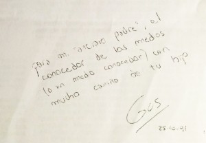 dedicatoria de Gus a Leo